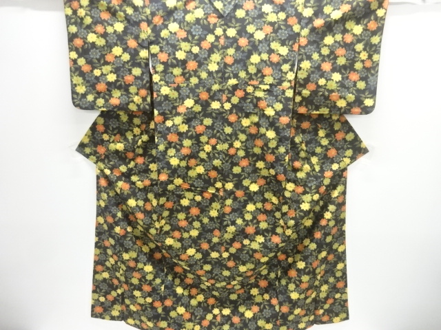 JAPANESE KIMONO / TSUMUGI / WOVEN FLOWER 